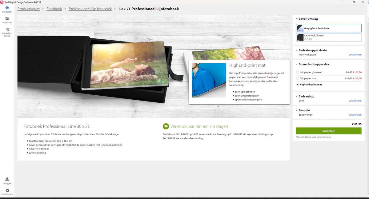 Saal Digital: instellingen fotoboek