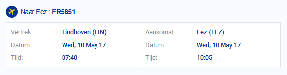 Ryanair: Eindhoven - Fez vlucht FR5851 Ryanair: Eindhoven - Fez vlucht FR5851